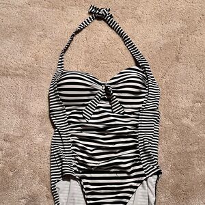 One-piece women’s halter top bathing suit